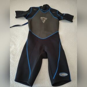 O'Neill Black and Blue One Piece Wetsuit with Short Sleeves Size M